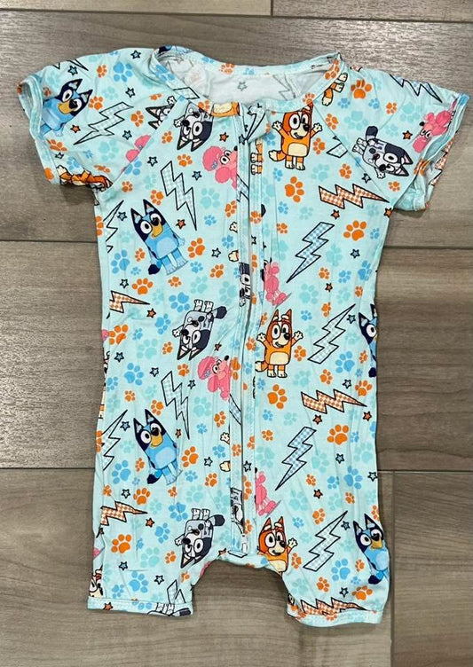 RTS Blue Dog Lightening Bolt Shortie Bamboo