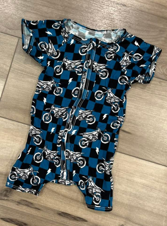 RTS Blue Checkered Motorcycle Shortie Bamboo