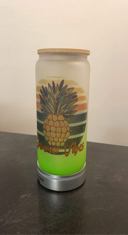WS Completed Summer Vibes Glass Can with Bamboo Lid