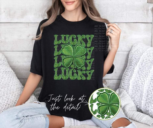 Faux Glitter Lucky Stacked Top