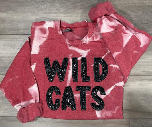 Wildcats Faux Sequins Red Bleached Sweatshirt