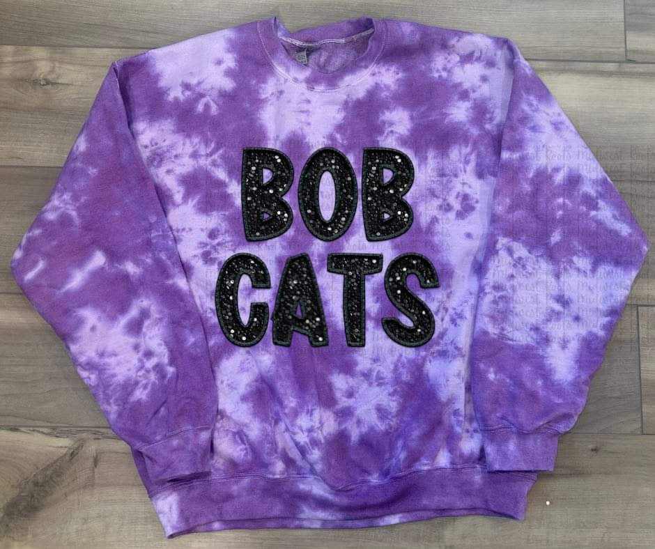 Bobcats Faux Sequins Purple Bleached Sweatshirt