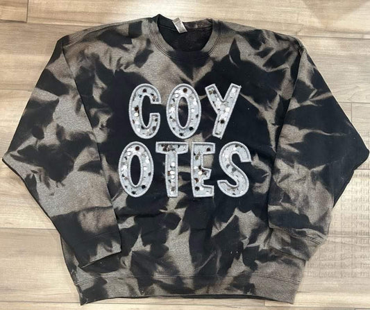 Coyotes Faux Sequins Black Bleached Sweatshirt