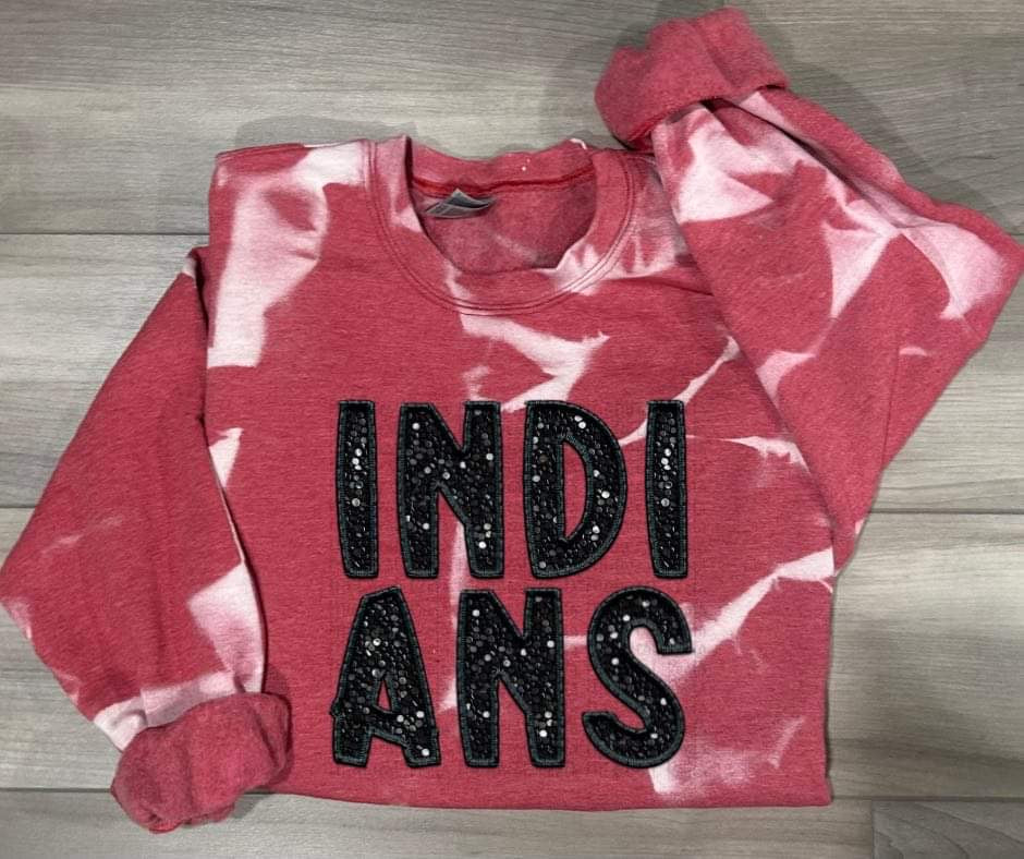 Indians Faux Sequins Red Bleached Sweatshirt