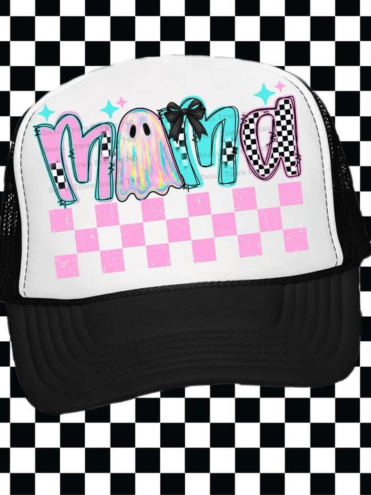 Faux Holo Mama Ghost  Foam Trucker Hat
