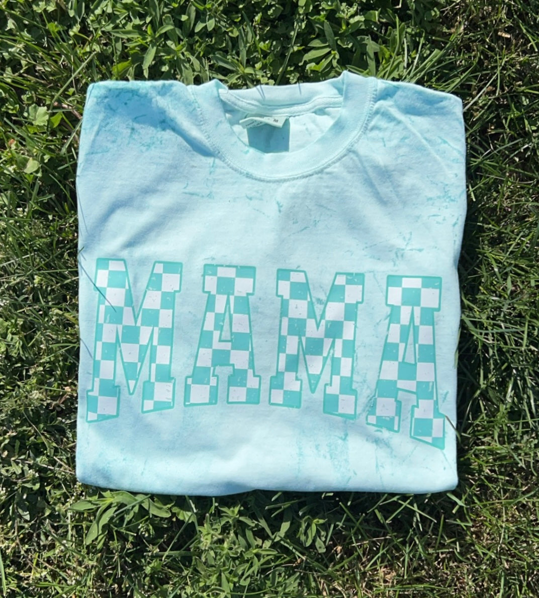 DTF Print - Teal Checkered Mama