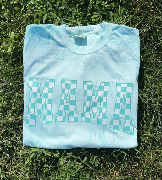 DTF Print - Teal Checkered Mama