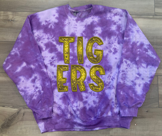 WS Completed Tigers Tie Dye Sweatshirt in Purple