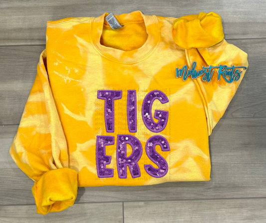 WS Completed Tigers Tie Dye Sweatshirt in Yellow