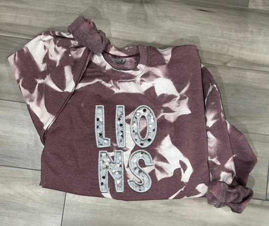 WS Completed Lions Bleached Sweatshirt in Maroon