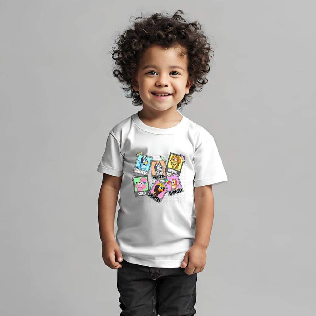 Kids Blue Dog Polaroids Top