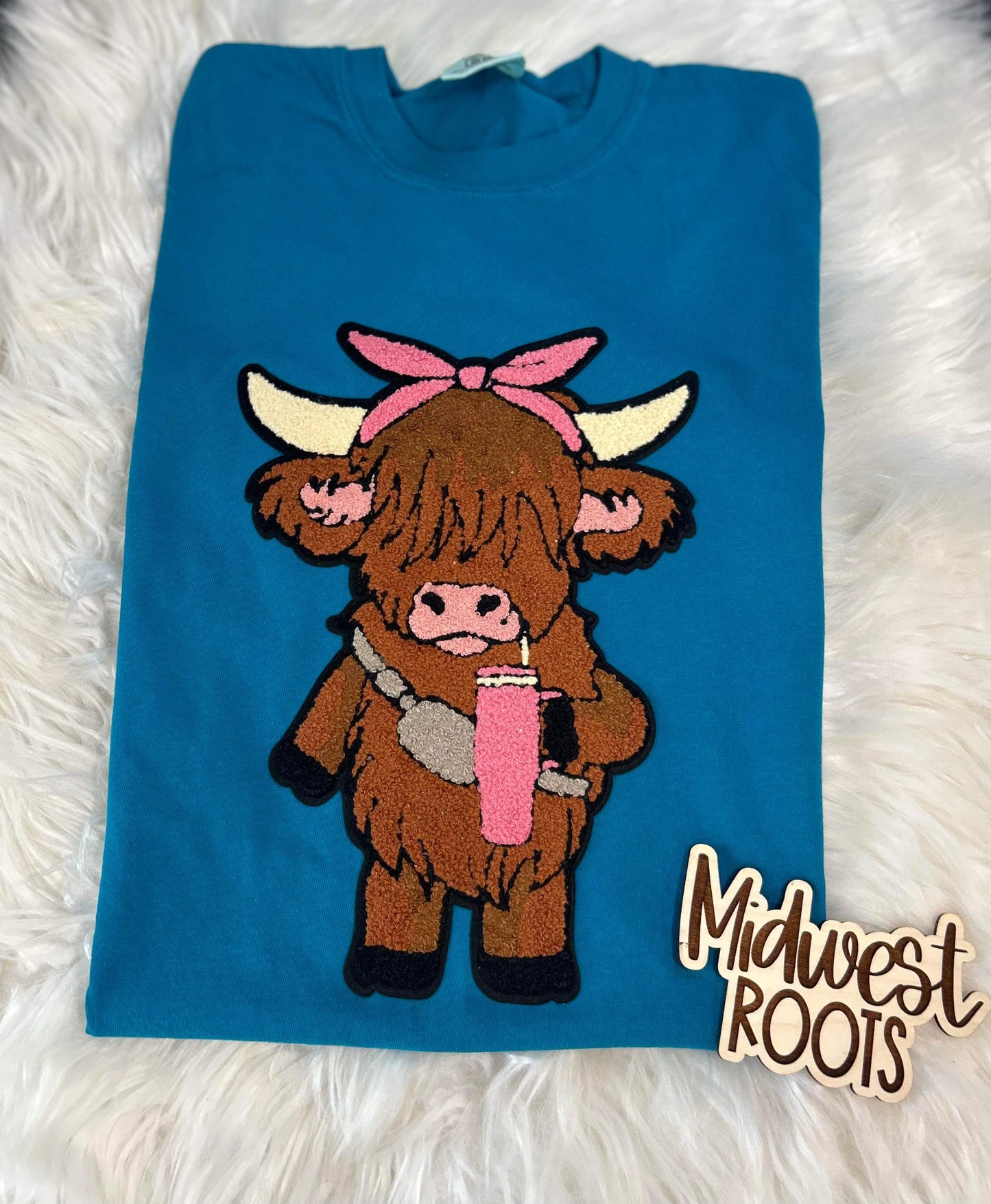 RTS Cow Chenille Patch Top