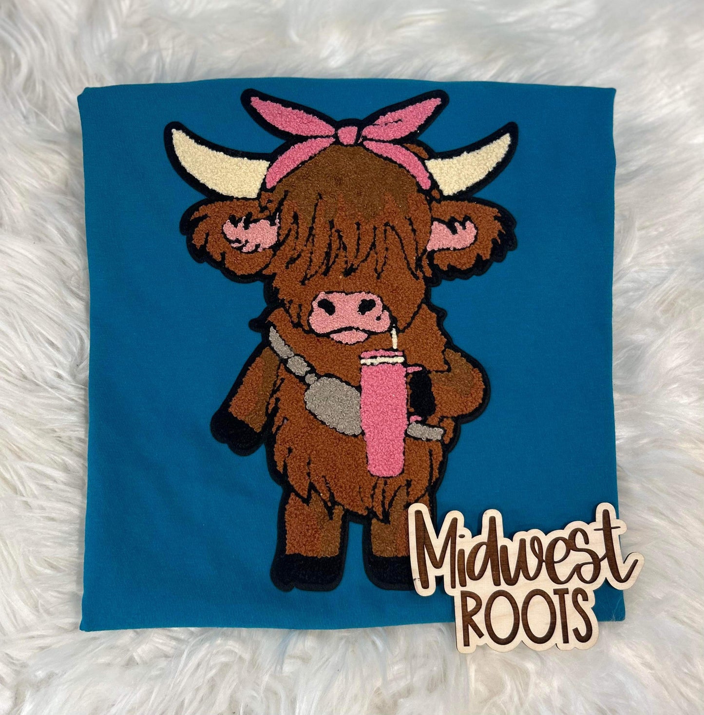 RTS Cow Chenille Patch Top