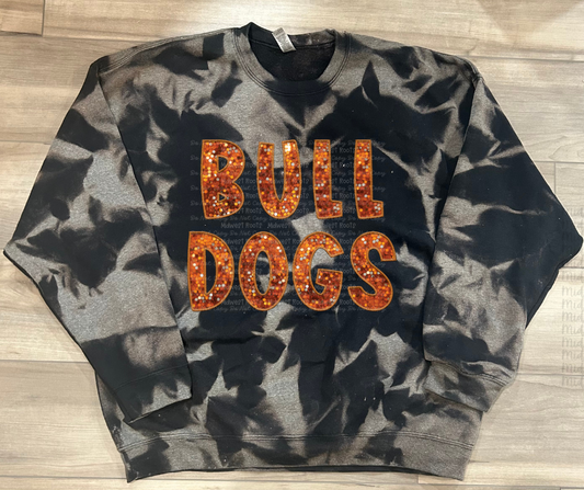 WS Completed Orange Bull Dogs Bleached Sweatshirt in Black