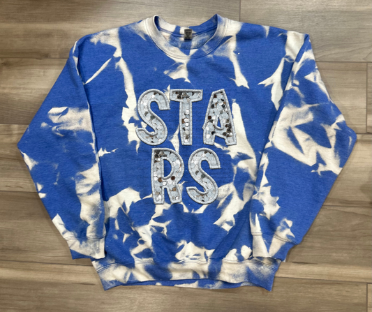 WS Completed Stars Bleached Sweatshirt in Royal