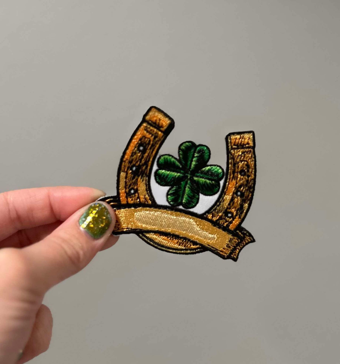 Horseshoe Shamrock Hat Patch