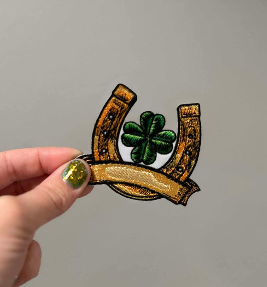 Horseshoe Shamrock Hat Patch