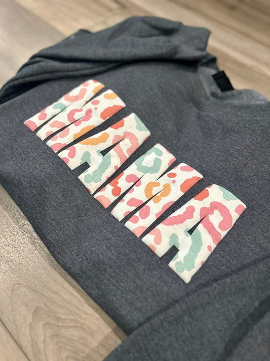 Fall Leopard Puff Printed Mama Top With or Without Names