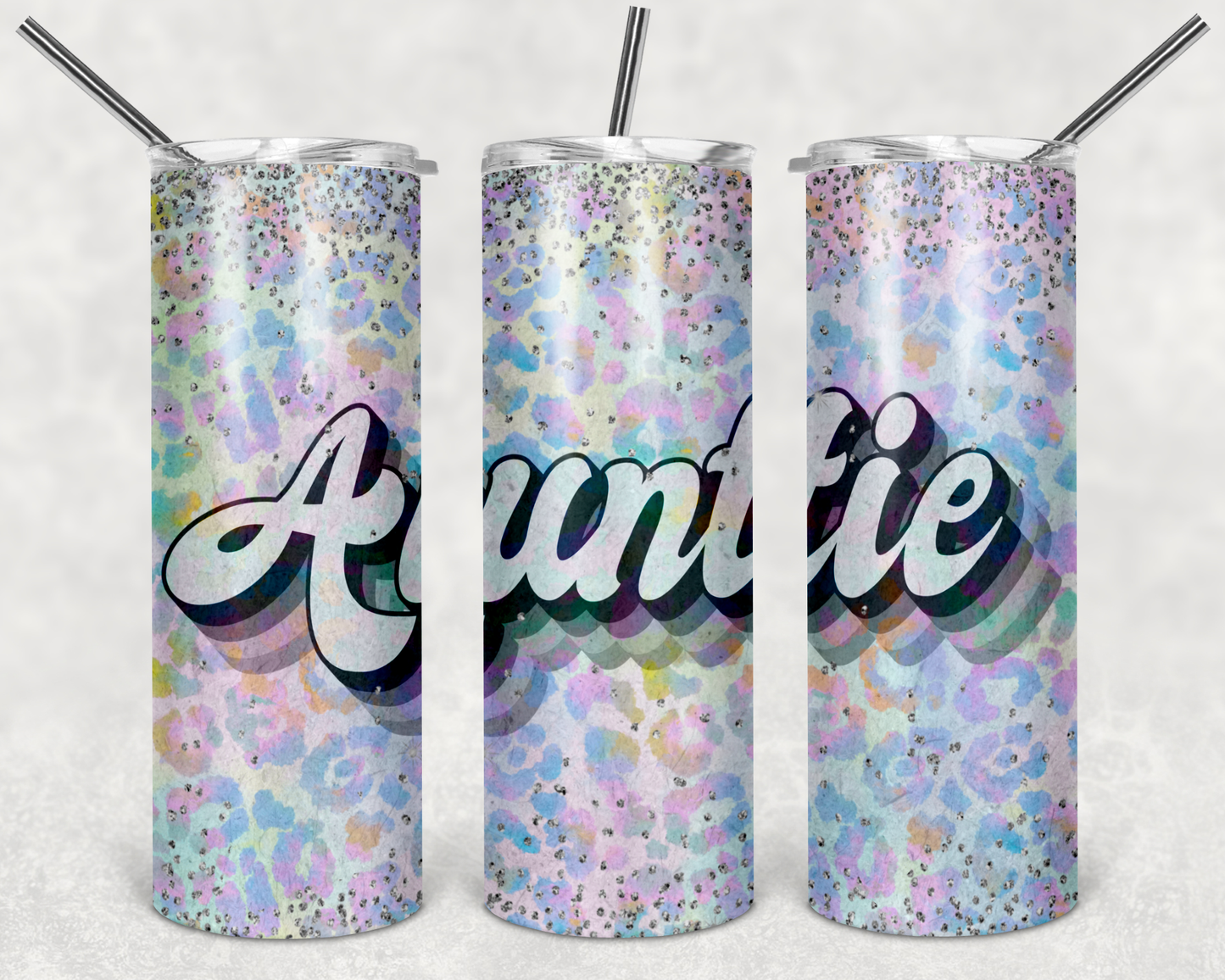 Auntie Rainbow Cheetah Tumbler Sublimation Print