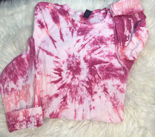 Blank Tie Dye Top in Raspberry Swirl