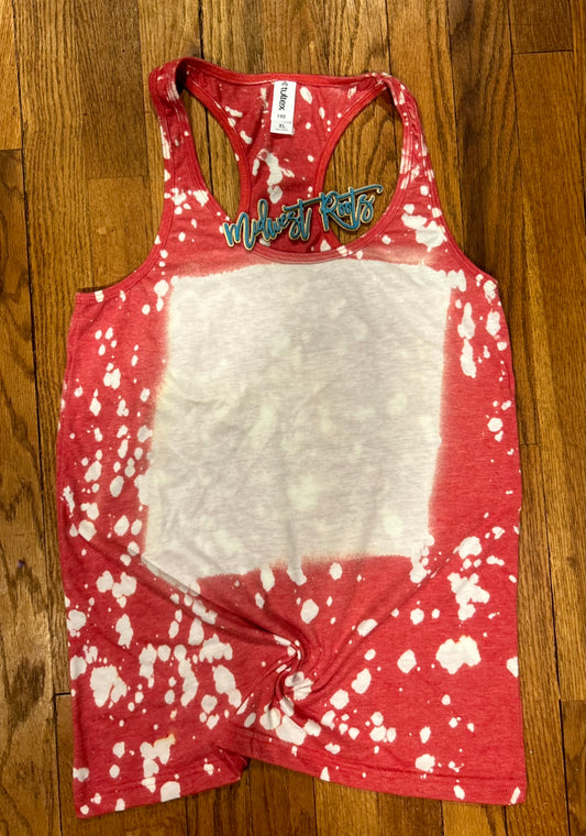 Bleached Blank Tank Top in Red