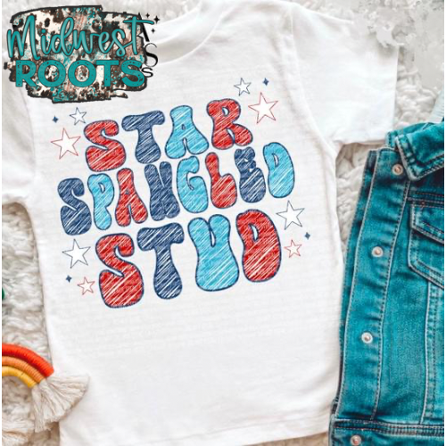 WS Completed Kids Star Spangled Stud Top