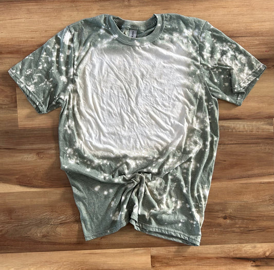 RTS Heather Military Green Splatter Blank Bleached T-shirt