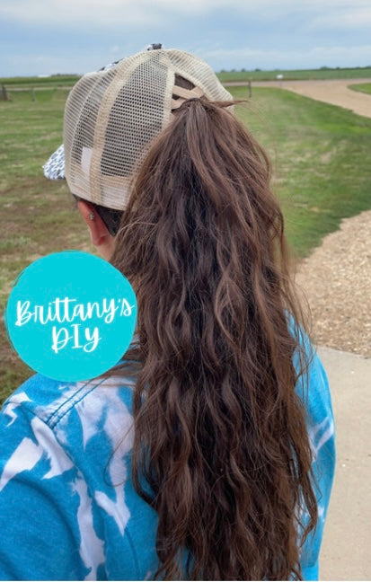 Custom Ponytail Hat with Hat Patch