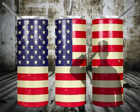 American Flag Soldier Tumbler Sub Print