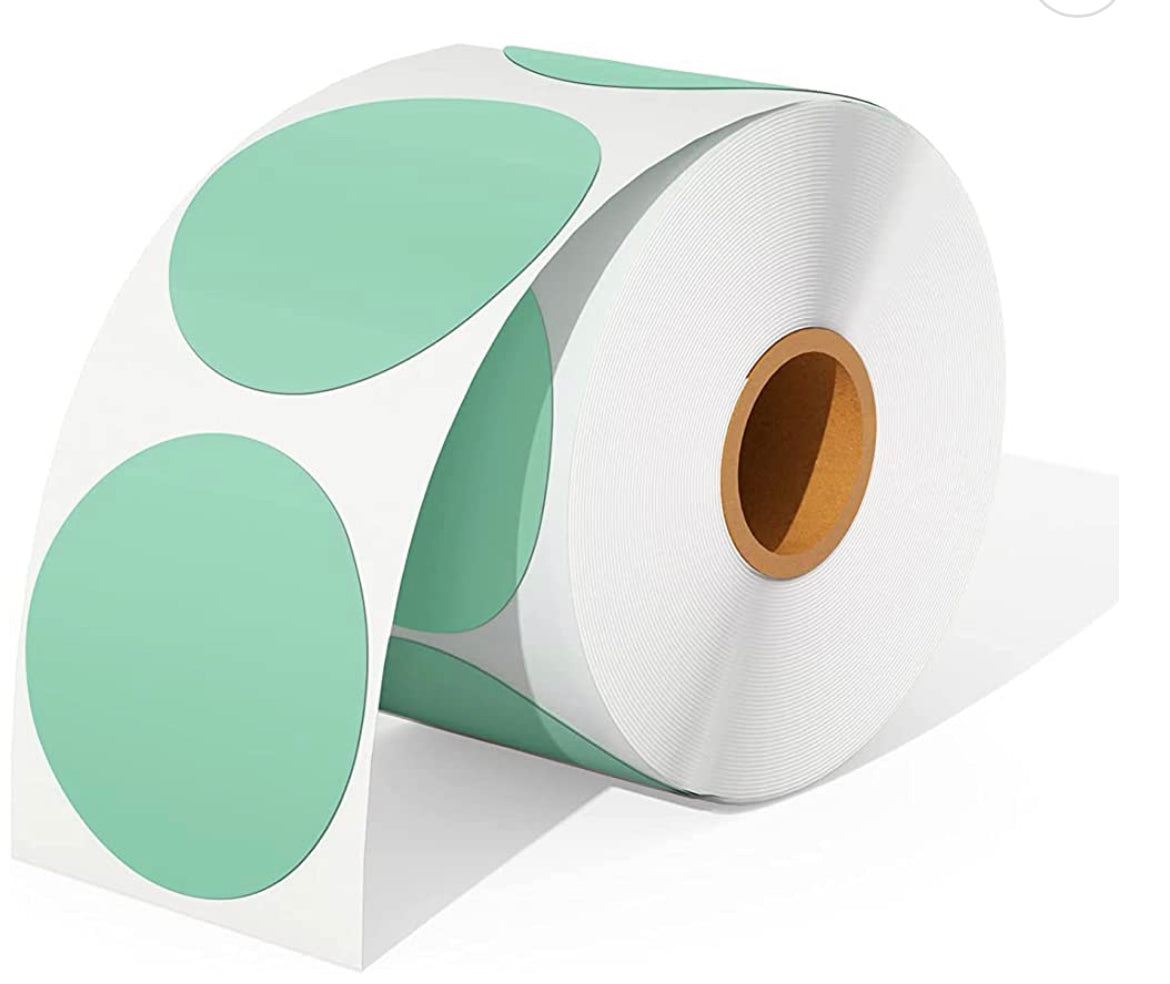 Custom Circle Thermal Stickers in Green
