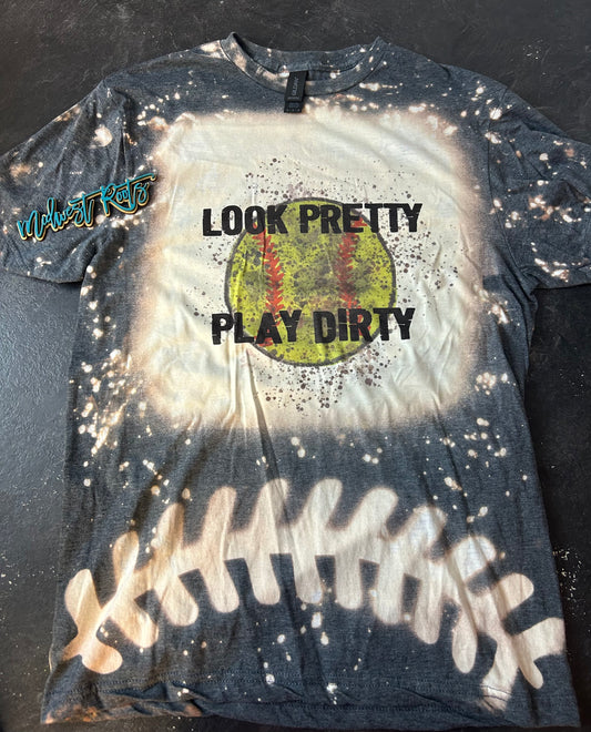 RTS Look Pretty Play Dirty Bleached Laces Top in Grey