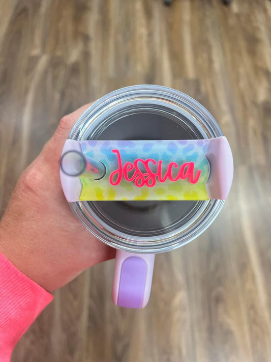 Personalized Rainbow Cheetah Cup Tags for 40oz Tumblers