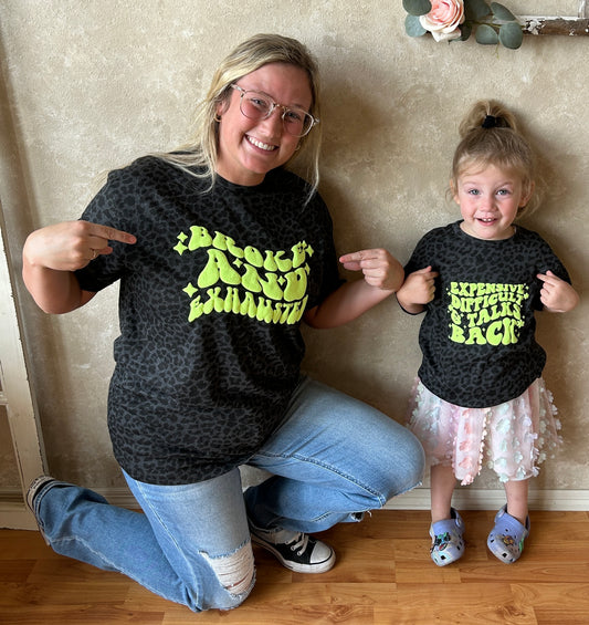 WS Completed Kids Expensive and Difficult and Talks Back Yellow Puff Print Top in Cheetah