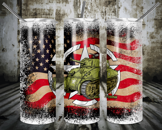 American Flag Tank Tumbler Sub Print