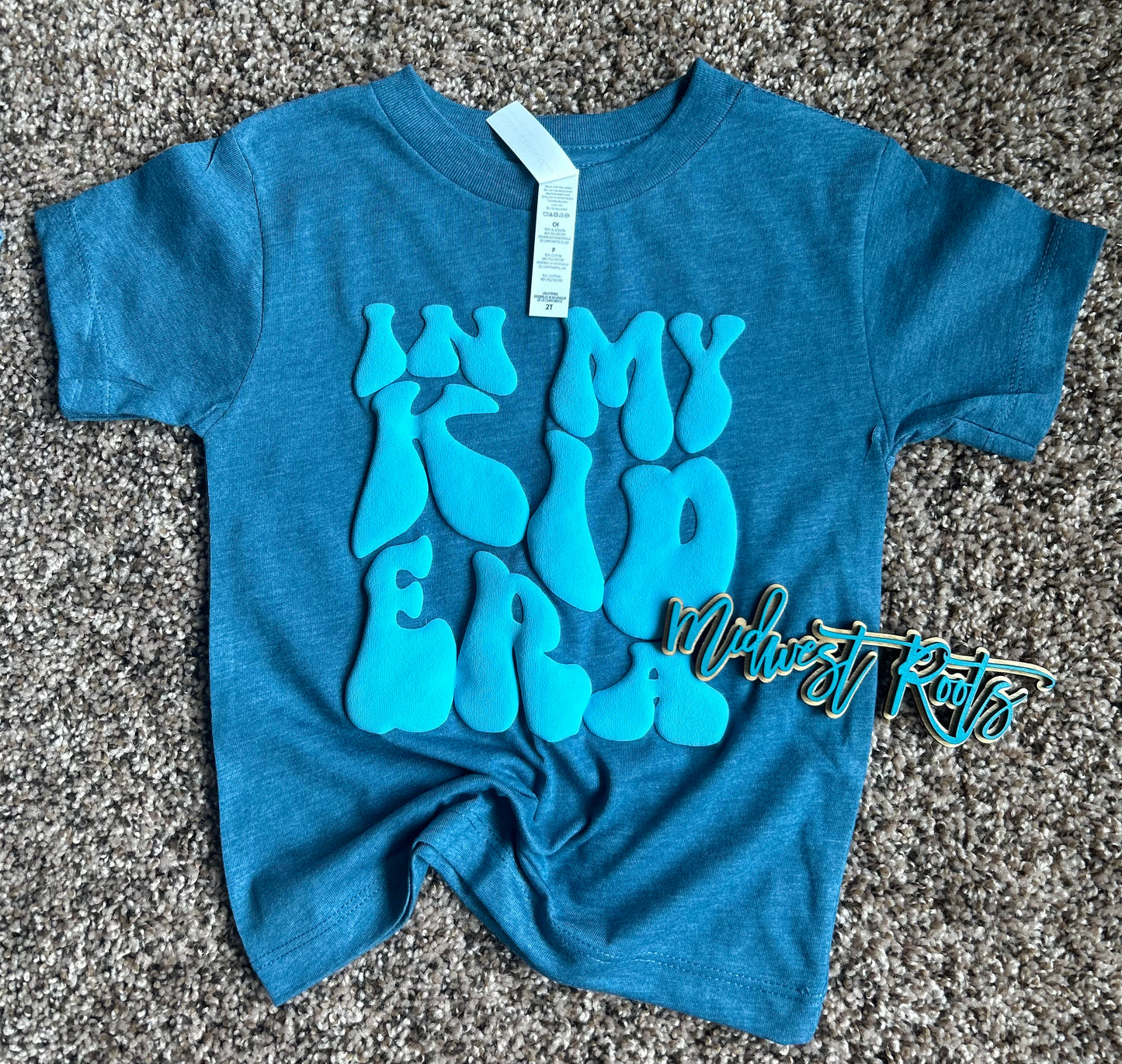 Kids In My Kid Era Blue Puff Printed Top