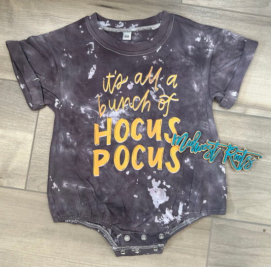 WS Completed Kids Just a Bunch of HP in Black Tie Dye Bubble Romper