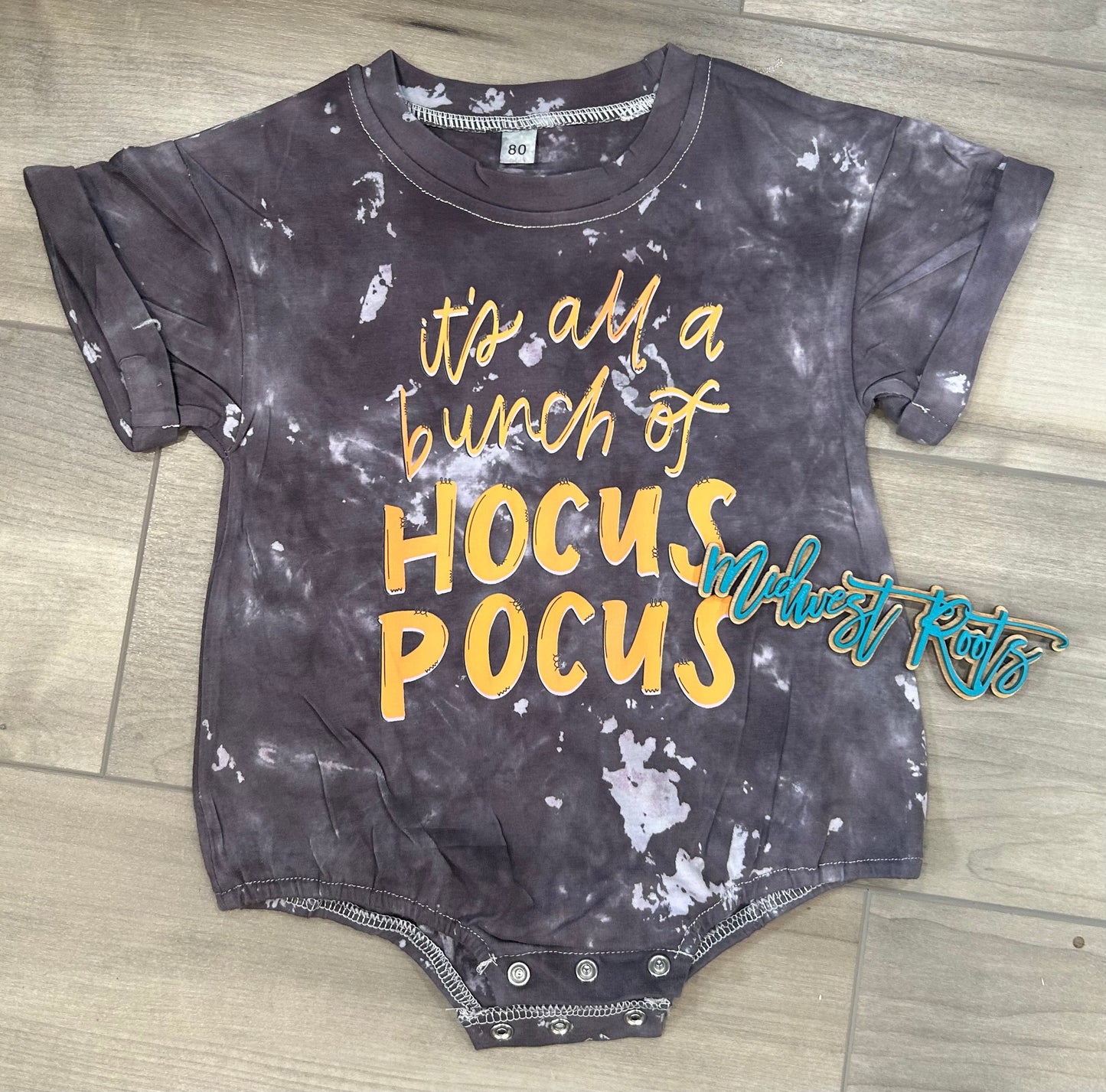 Kids Just a Bunch of HP in Black Tie Dye Bubble Romper