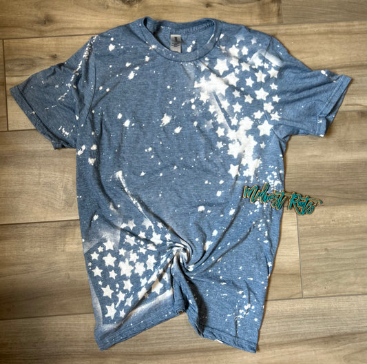 Blank Stars Bleached T-shirt in Heather Indigo