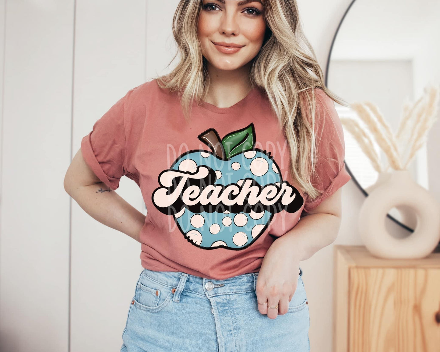 Teacher Blue Apple Top