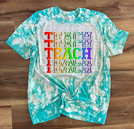 Teach Stacked Rainbow Top