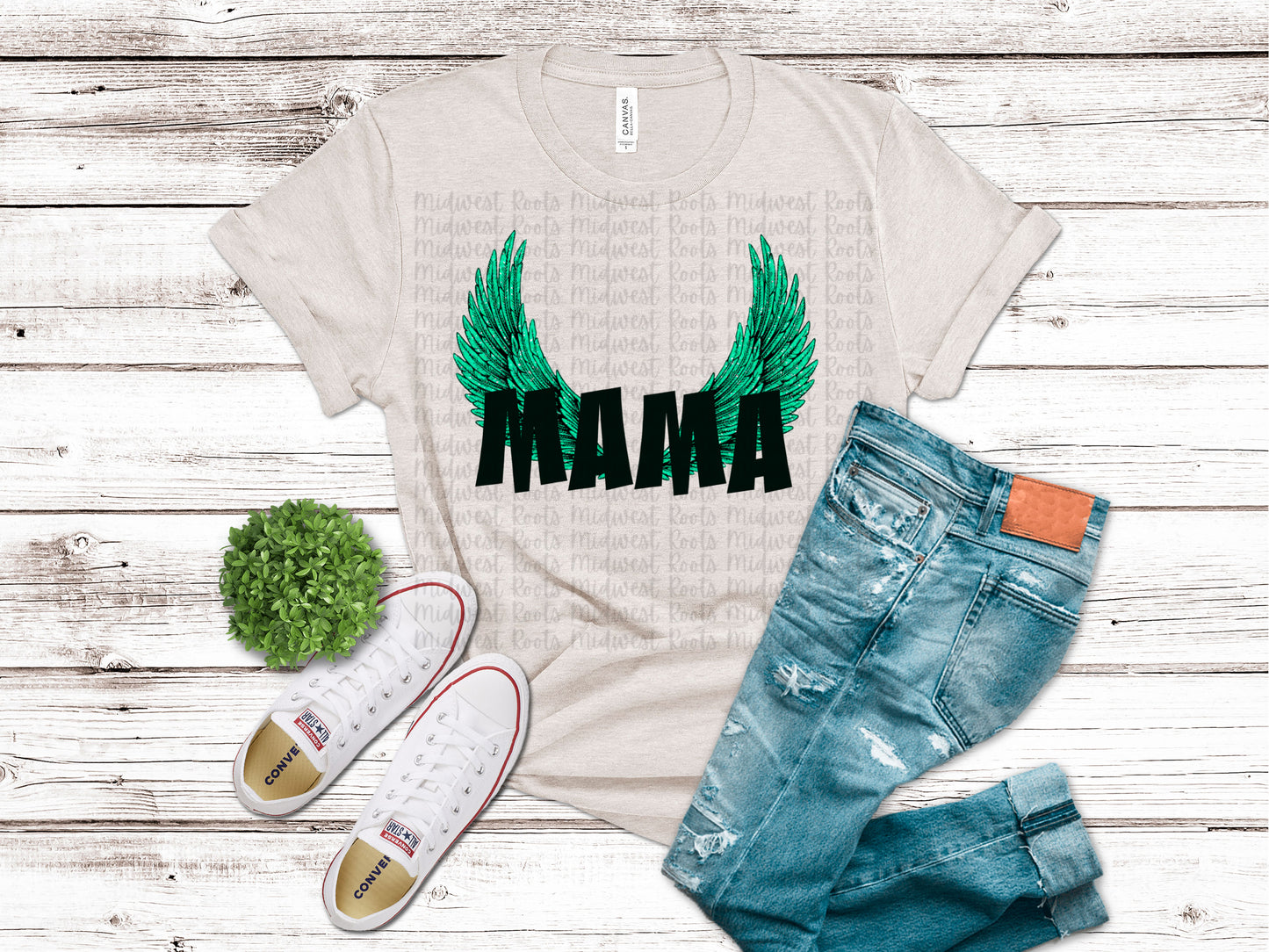 Mama Turquoise Wings Sublimation Print