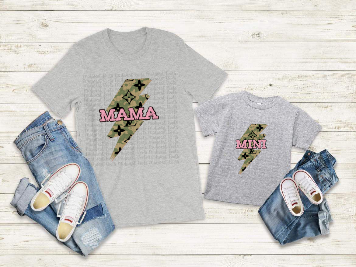 Mama Green Camo Bolt Sublimation Print