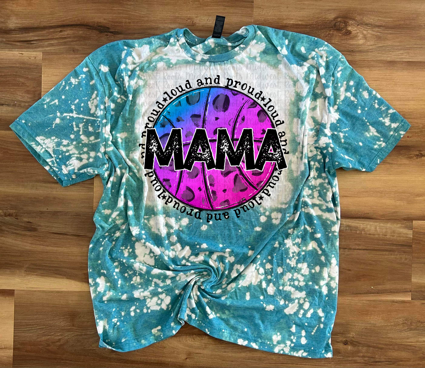 Loud And Proud Basketball Mama Purple And Blue Leopard Top