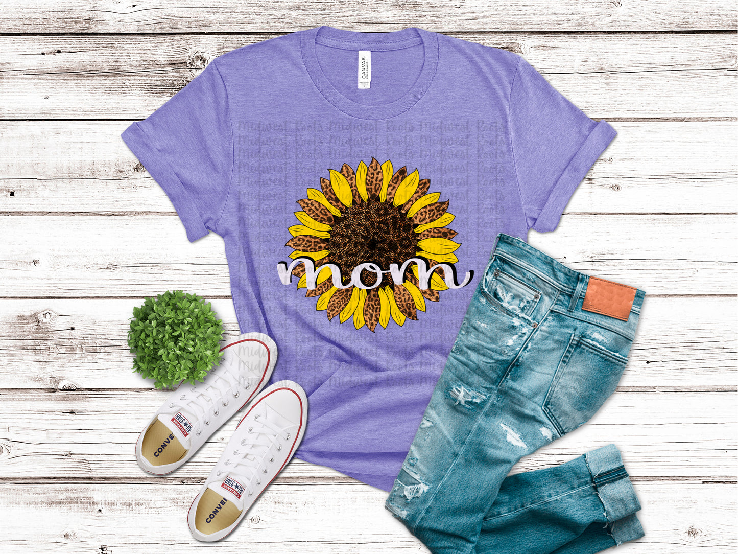 Mom Leopard Sunflower Top