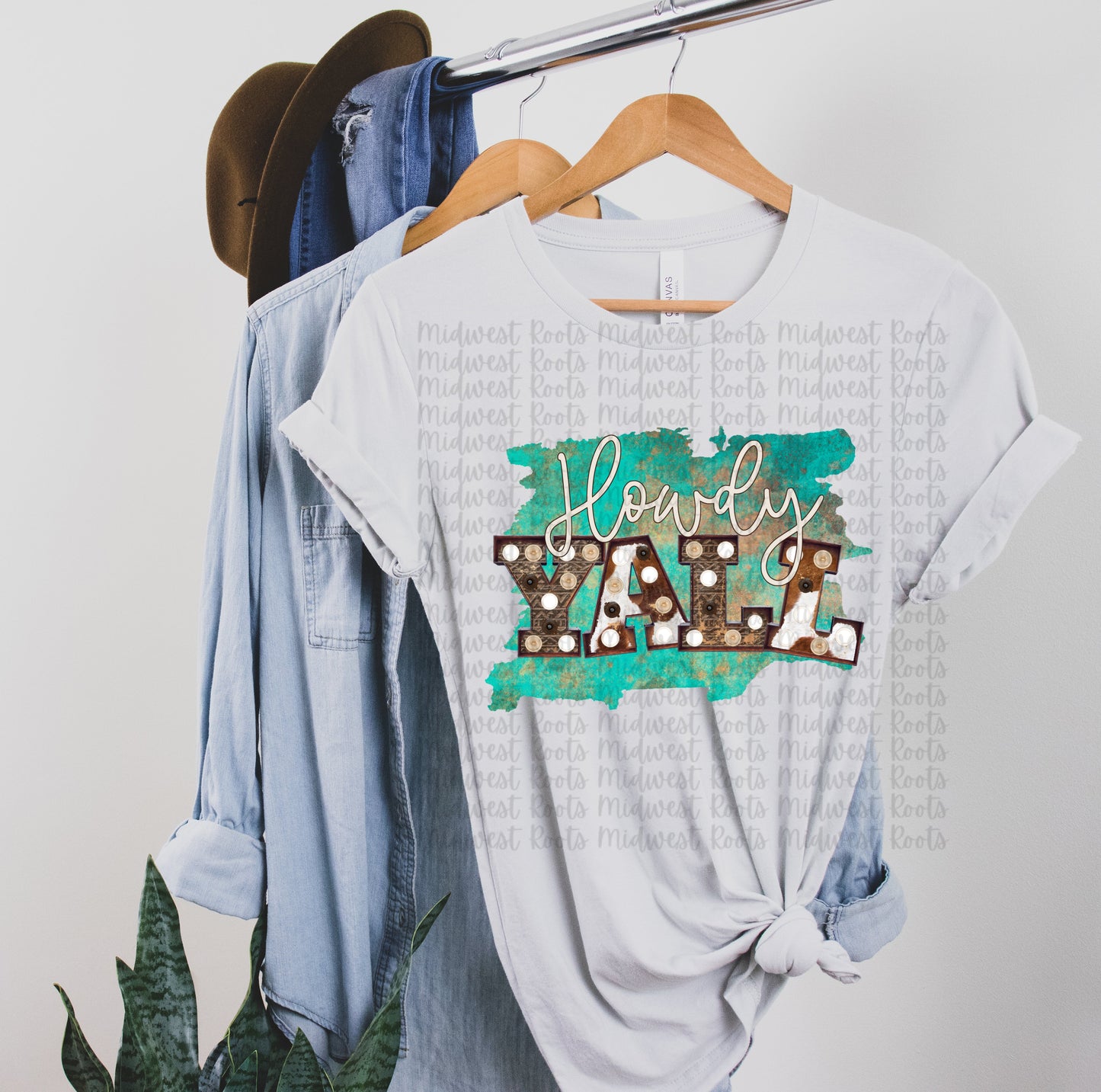 Howdy Y’all Turquoise Background Sublimation Print