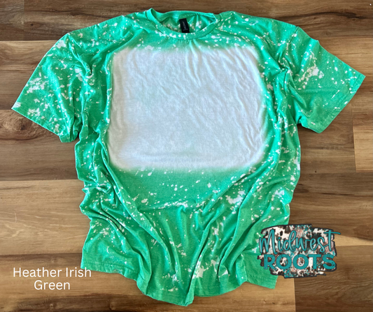 Blank Bleached T-shirt in Heather Irish Green