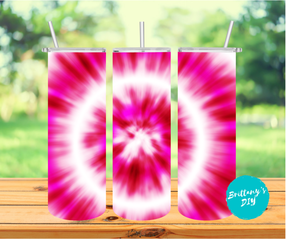 Pink Black and White Tie Dye Tumbler