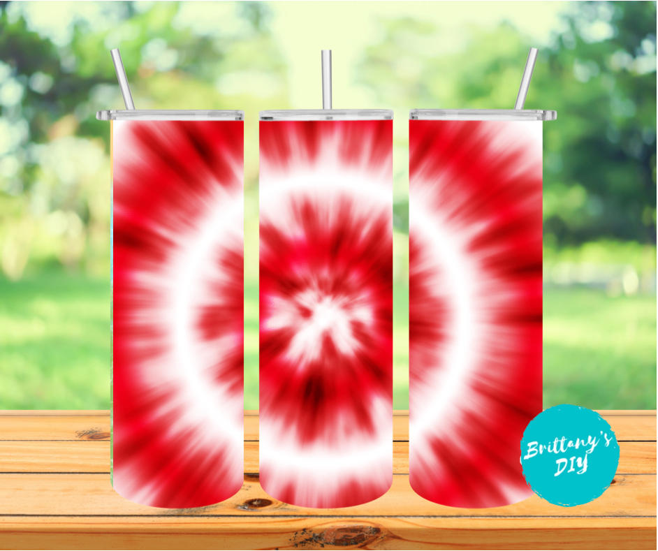 Red and White Tie Dye Tumbler