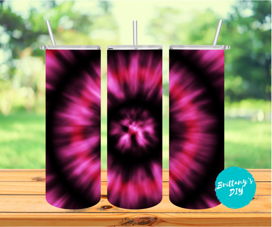 Purple Black and White Tie Dye Tumbler