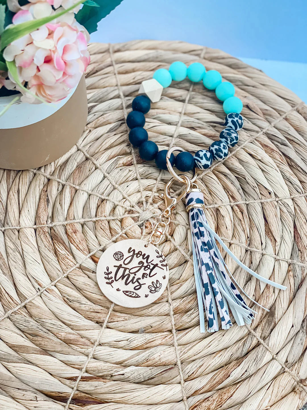 You Got This Teal and Black Wristlet